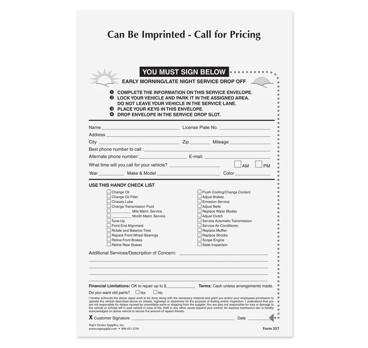 6x9 Late Night Key Drop Envelopes Nap Supply