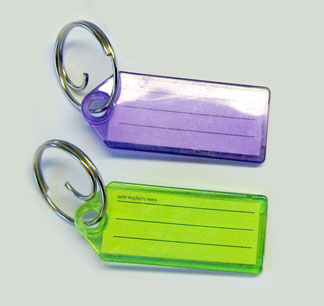 Multicolored Plastic Key Tag with Tang Ring - Minimum Order 10