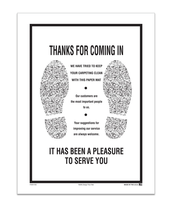 Paper Floor Mats - Waffle Design - Black, Footprint-Case of 250