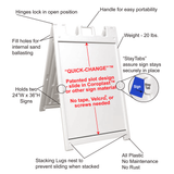 Signicade Deluxe A-Frame Sidewalk Sign – Includes (2) 24" x 36" Corrugated Plastic Signs – White or Black Frame