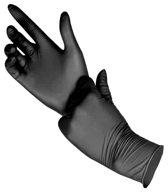 Black Vinyl Gloves - Powder Free - Box of 100