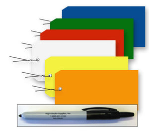 Blank Vinyl Tags 3-1/8" x 6-1/4" (#8)-With Pre-Attached Wire-Sharpie Included - Pack of 100