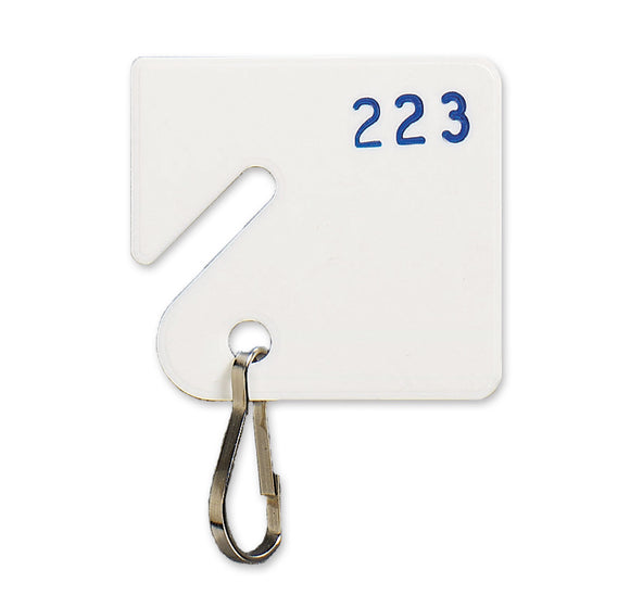 Numbered White Slotted Rack Key Tags - Pack of 20