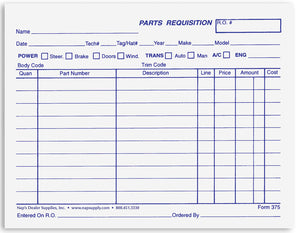 Parts Requisition Form 1 Part Bond Paper - Pack of 1000