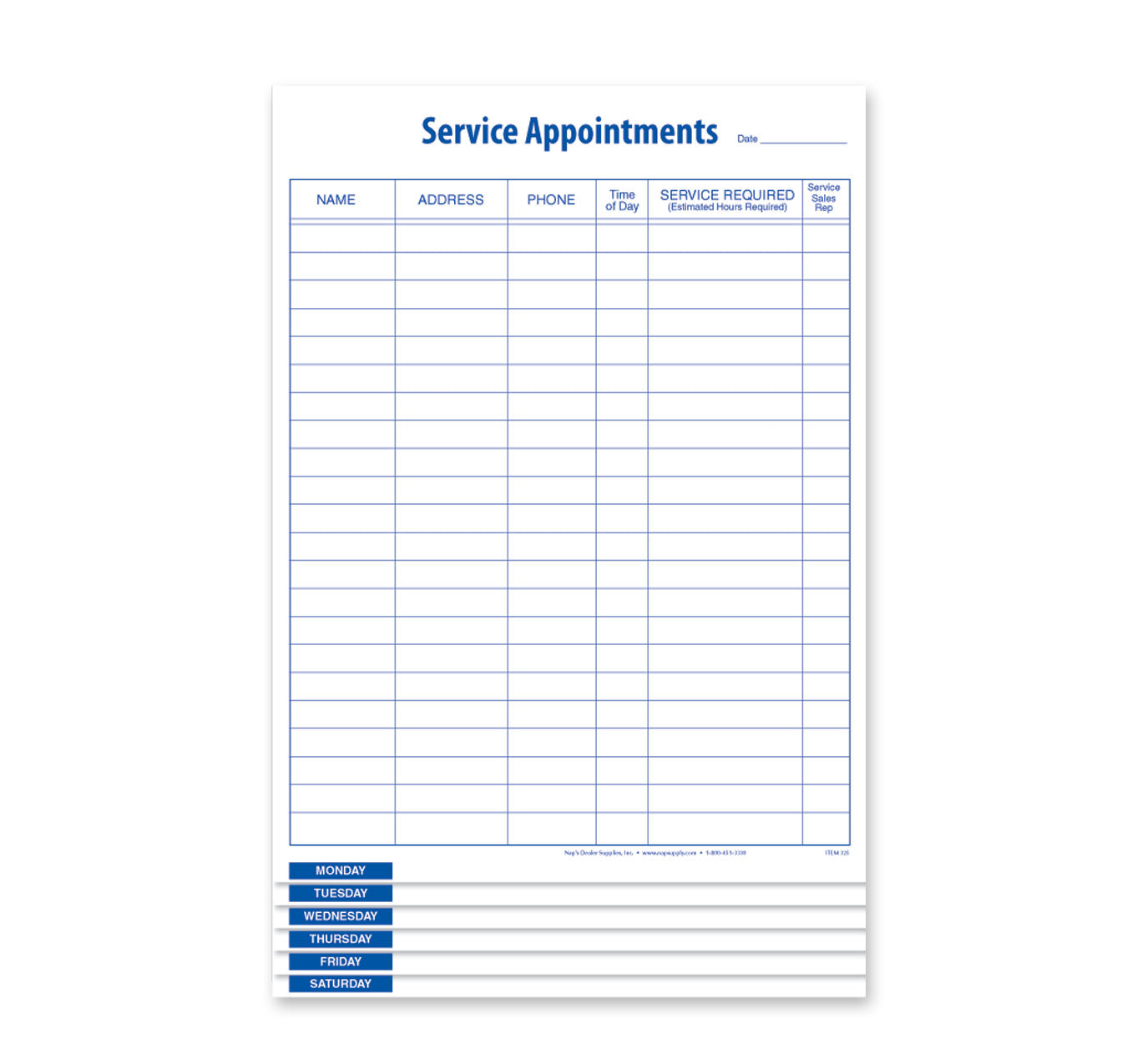 Service Appointment Schedule Form - NapSupply.com – Nap Supply