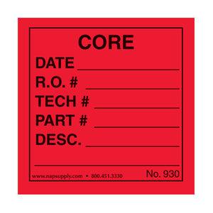 Core Labels - Red - Pack of 250