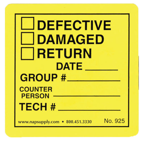 Return Labels for Auto Shops Yellow - NapSupply.com – Nap Supply