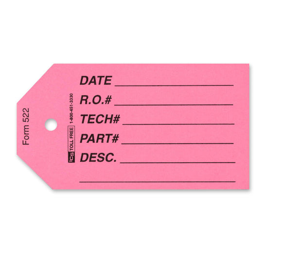 Warranty Parts Tags - Pack of 250